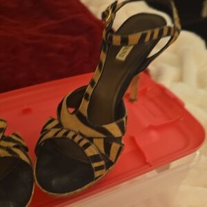 Alfani Black and Tan Strappy Heels